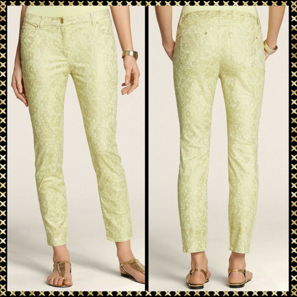 Chico's Vintage Lace Casual Sateen Skimmer Crop Pants Size 2 (L/12)